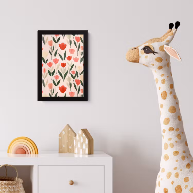 Tulpen - Modern - Roze fotolijst zwart zonder passe partout klein -usfeer4_kinderkamer