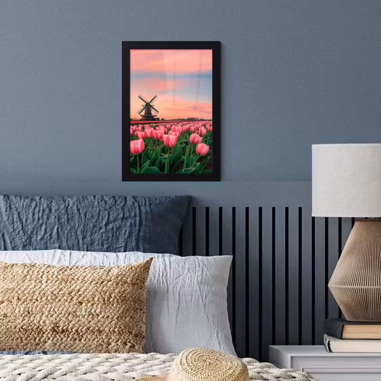 Tulpen - Molen - Nederland fotolijst zwart zonder passe partout klein -sfeer3