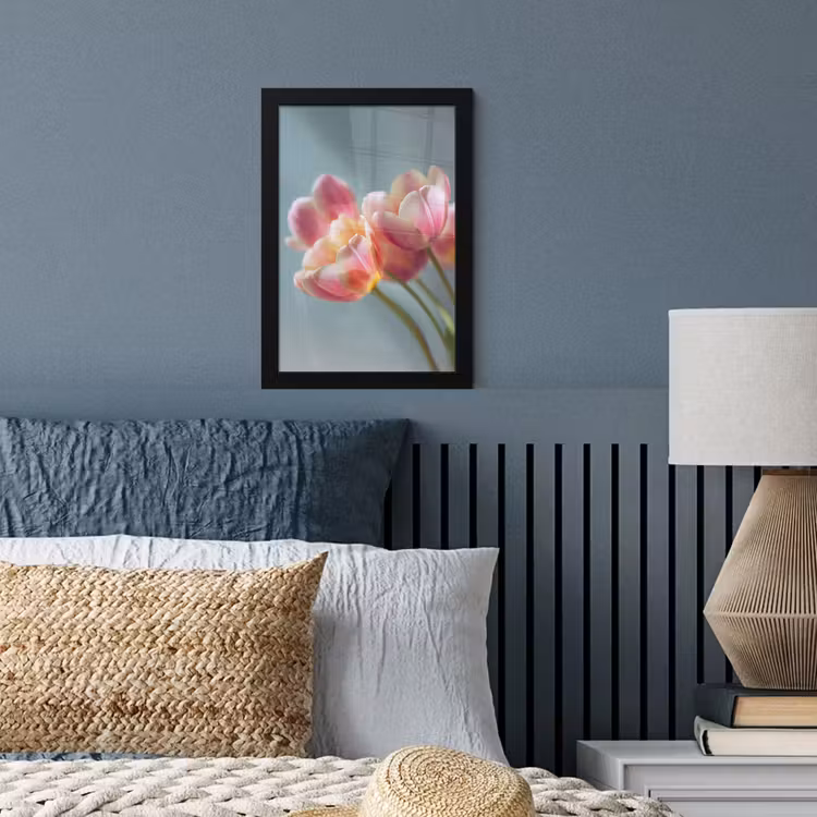 Tulpen - Roze - Stelen fotolijst zwart zonder passe partout klein -sfeer3