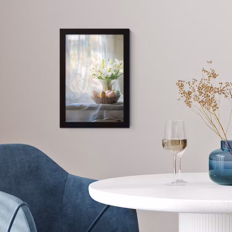 Vaas - Eieren - Bloemen fotolijst zwart zonder passe partout klein -sfeer4