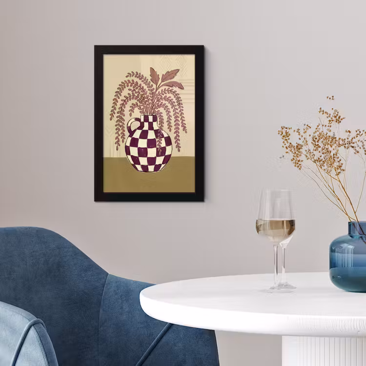 Vaas - Geruit - Planten - Modern - Paars fotolijst zwart zonder passe partout klein -sfeer4