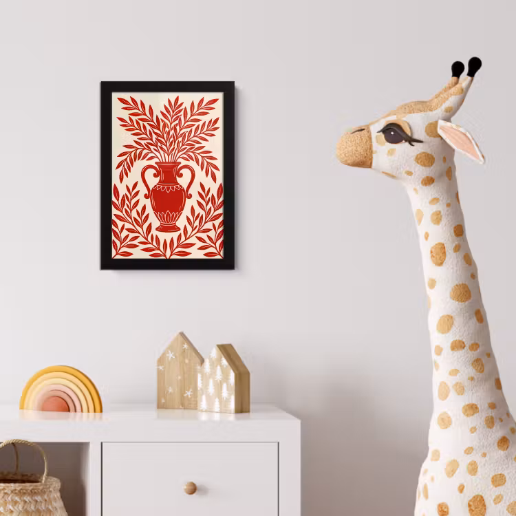 Vaas - Planten - Decoratie - Abstract - Rood fotolijst zwart zonder passe partout klein -usfeer4_kinderkamer