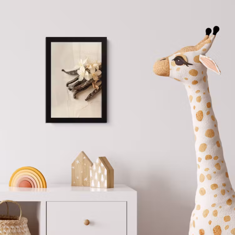 Vanille - Bloemen - Beige fotolijst zwart zonder passe partout klein -usfeer4_kinderkamer