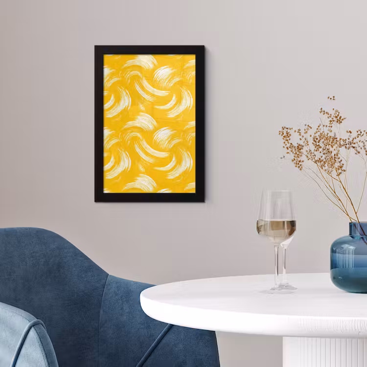 Verfstreken - Abstract - Dynamisch - Geel fotolijst zwart zonder passe partout klein 224 -sfeer4