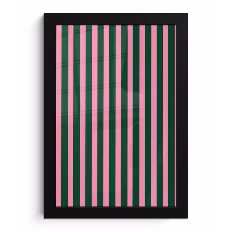 Verticale strepen - Groen - Roze fotolijst zwart zonder passe partout klein 224 -3d