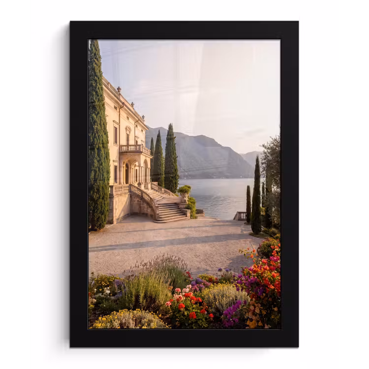 Poster met lijst - Villa - water -trappen - Villa - water -trappen fotolijst zwart zonder passe partout klein