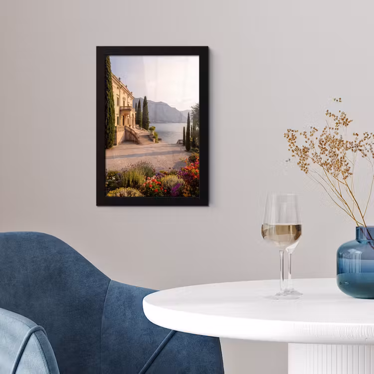 Poster met lijst - Villa - water -trappen - Villa - water -trappen fotolijst zwart zonder passe partout klein