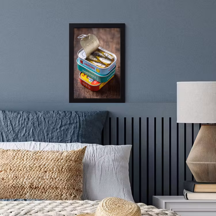 Poster met lijst - Vis - Blikjes - Keuken - Vis - Blikjes - Keuken fotolijst zwart zonder passe partout klein