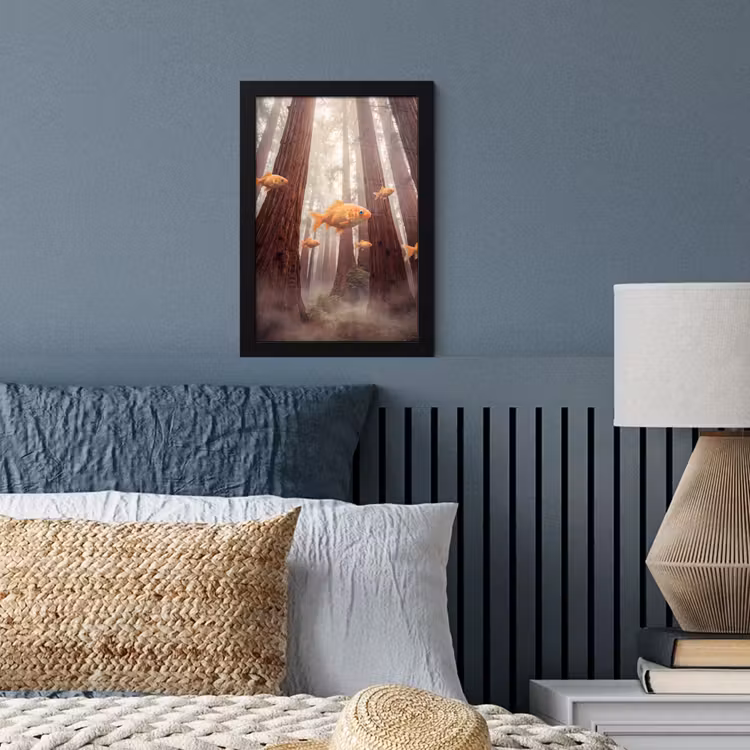 Poster met lijst - Vis - Bos - Fantasie - Vis - Bos - Fantasie fotolijst zwart zonder passe partout klein
