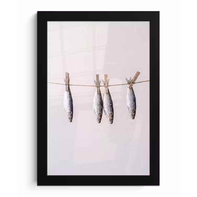 Poster met lijst - Vis - Hangend - Eten - Vis - Hangend - Eten fotolijst zwart zonder passe partout klein