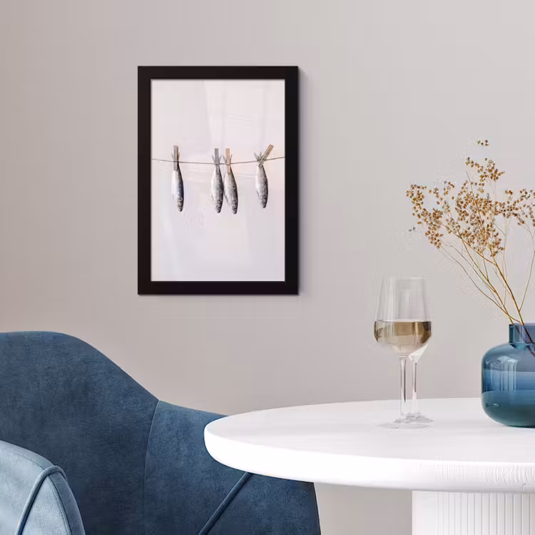 Poster met lijst - Vis - Hangend - Eten - Vis - Hangend - Eten fotolijst zwart zonder passe partout klein