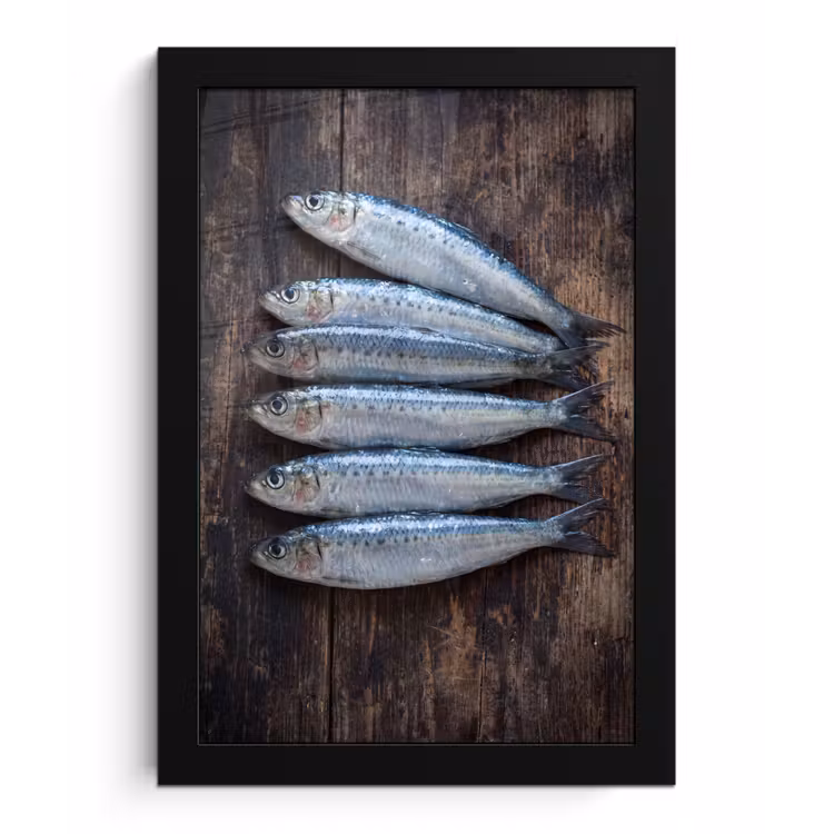 Poster met lijst - Vis - Hout - Eten - Vis - Hout - Eten fotolijst zwart zonder passe partout klein