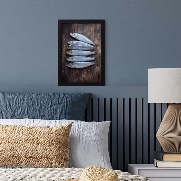 Poster met lijst - Vis - Hout - Eten - Vis - Hout - Eten fotolijst zwart zonder passe partout klein