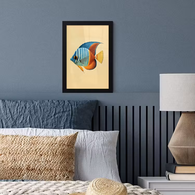 Vis - Vinnen - Blauw - Ogen fotolijst zwart zonder passe partout klein -sfeer3