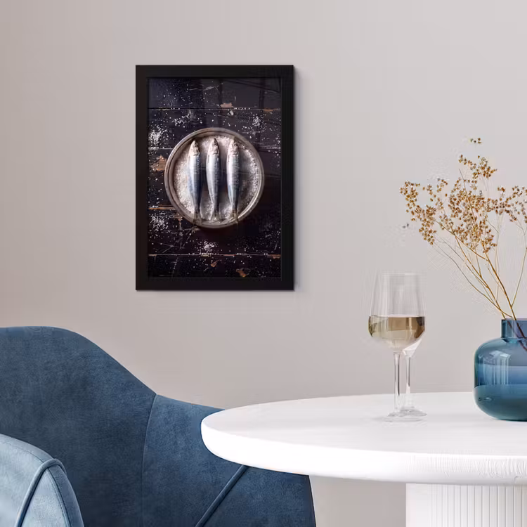 Poster met lijst - Vis - Zout - Eten - Vis - Zout - Eten fotolijst zwart zonder passe partout klein