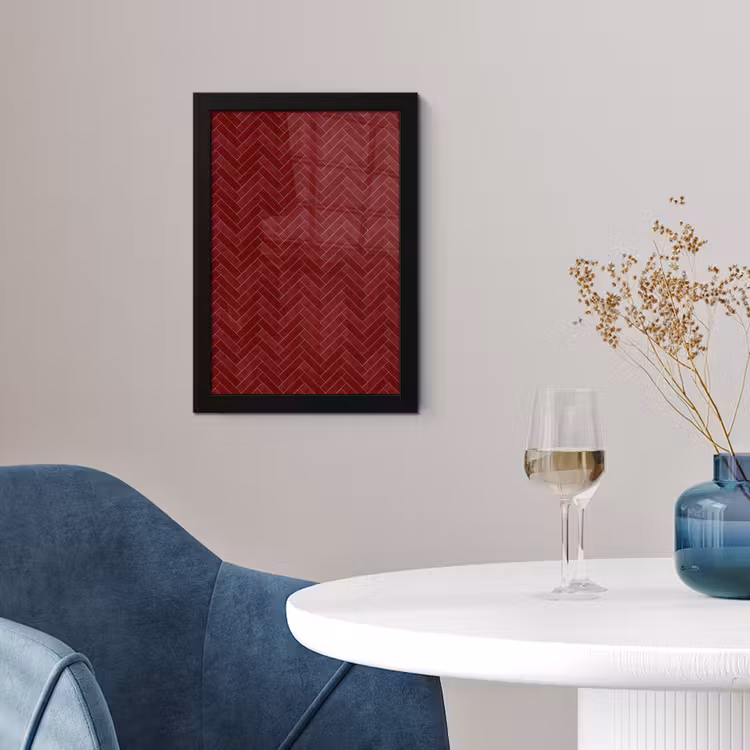 Visgraat - Wandtegel - Bordeaux - Rood fotolijst zwart zonder passe partout klein 224 -sfeer4