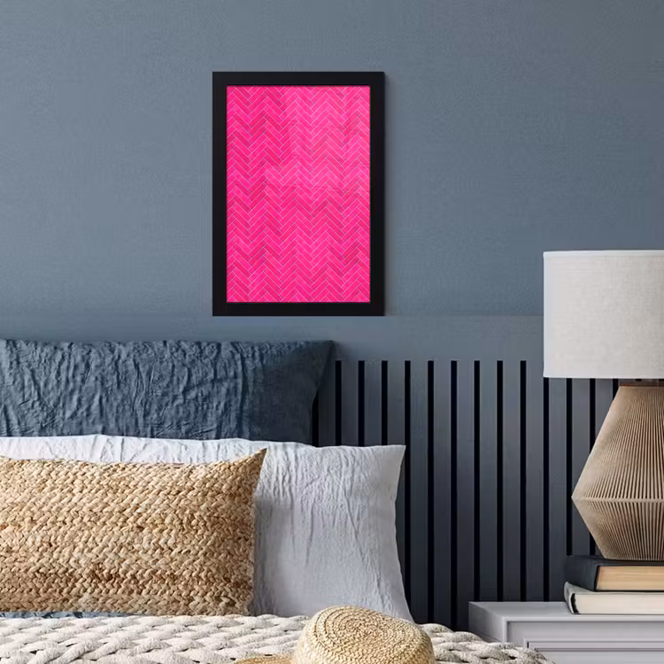 Visgraat - Wandtegel - Fuchsia - Roze fotolijst zwart zonder passe partout klein 224 -sfeer3