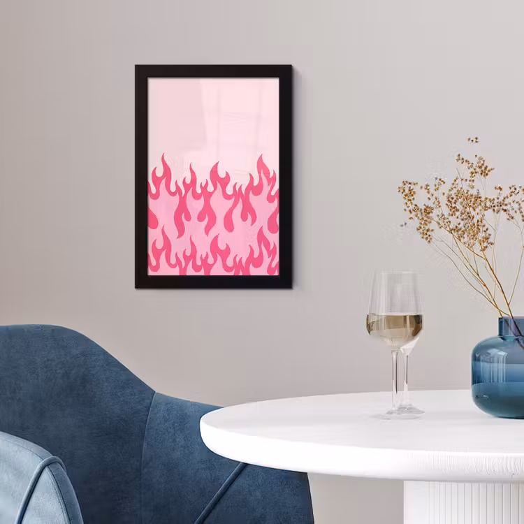 Vlammen - Patroon - Abstract - Modern - Roze fotolijst zwart zonder passe partout klein -sfeer4
