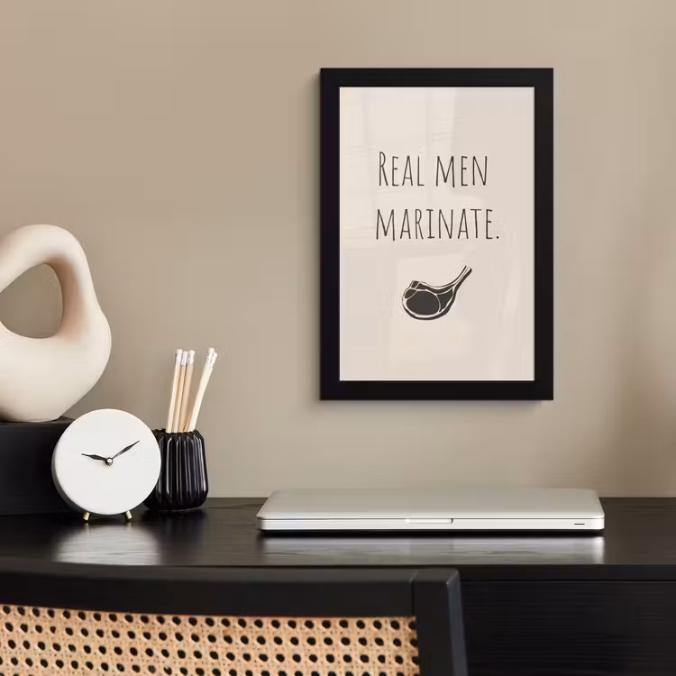 Vlees - Minimalistisch - Beige - Quote fotolijst zwart zonder passe partout klein -sfeer1