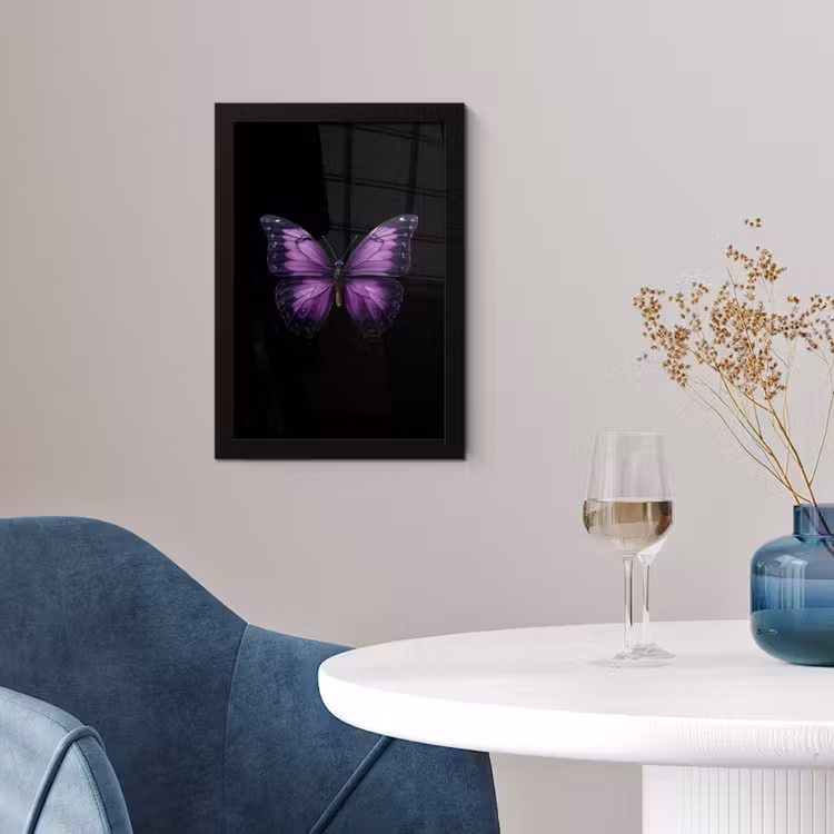 Vlinder - Paars - Levendig fotolijst zwart zonder passe partout klein -sfeer4