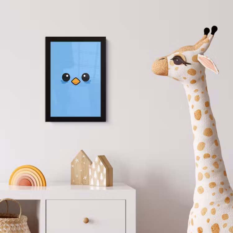 Vogel - Blauw - Eenvoudig fotolijst zwart zonder passe partout klein -usfeer4_kinderkamer