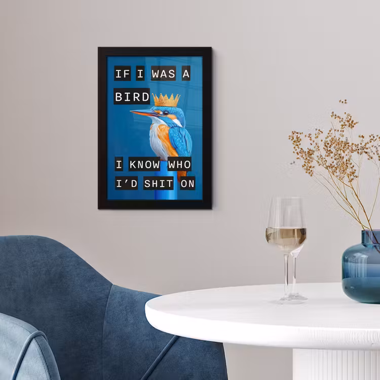 Vogel - Decoratie - Ijsvogel - Blauw fotolijst zwart zonder passe partout klein -sfeer4