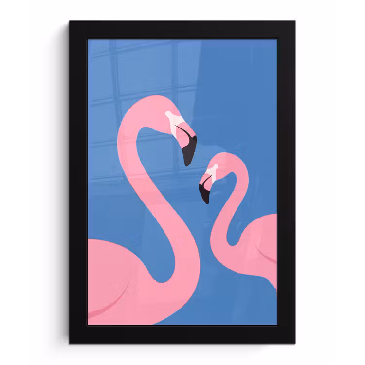 Vogel - Paar - Dieren - Modern - Roze fotolijst zwart zonder passe partout klein -3d