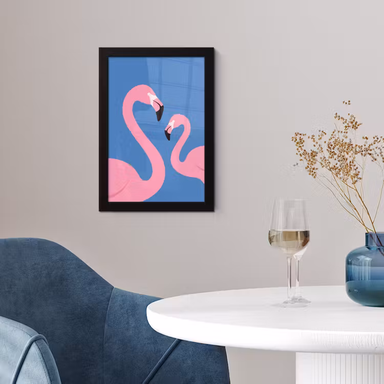 Vogel - Paar - Dieren - Modern - Roze fotolijst zwart zonder passe partout klein -sfeer4