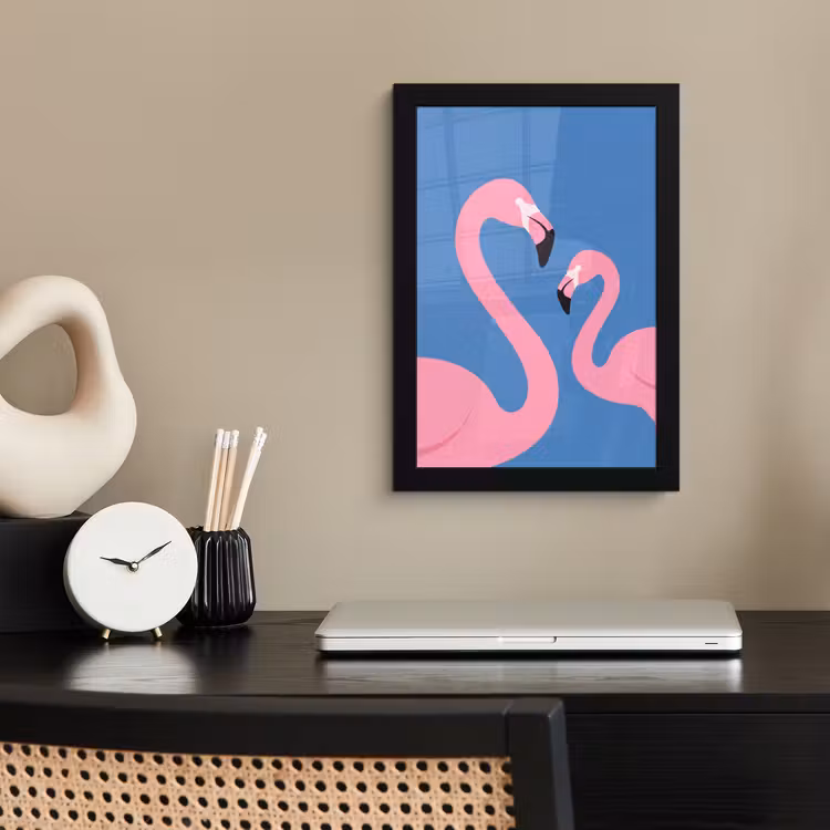 Vogel - Paar - Dieren - Modern - Roze fotolijst zwart zonder passe partout klein -sfeer1