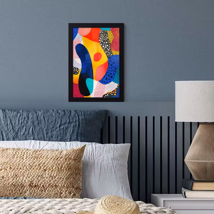 Vormen - Abstract - Stippels - Blauw fotolijst zwart zonder passe partout klein -sfeer3