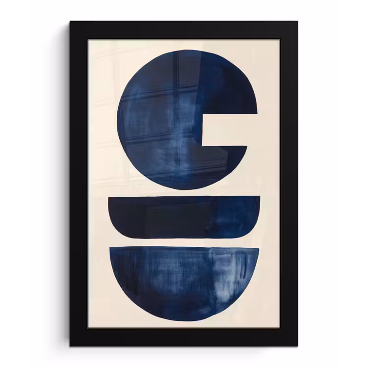 Vormen - Blauw - Abstract fotolijst zwart zonder passe partout klein -3d