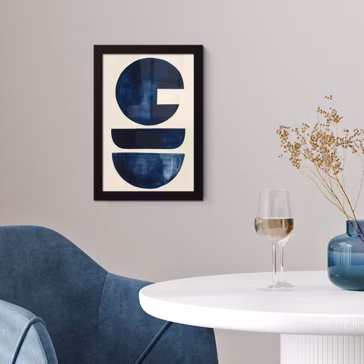 Vormen - Blauw - Abstract fotolijst zwart zonder passe partout klein -sfeer4
