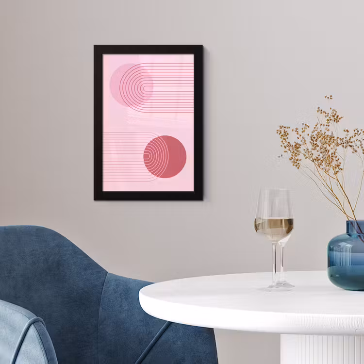 Vormen - Lijnen - Minimalistisch - Roze fotolijst zwart zonder passe partout klein -sfeer4