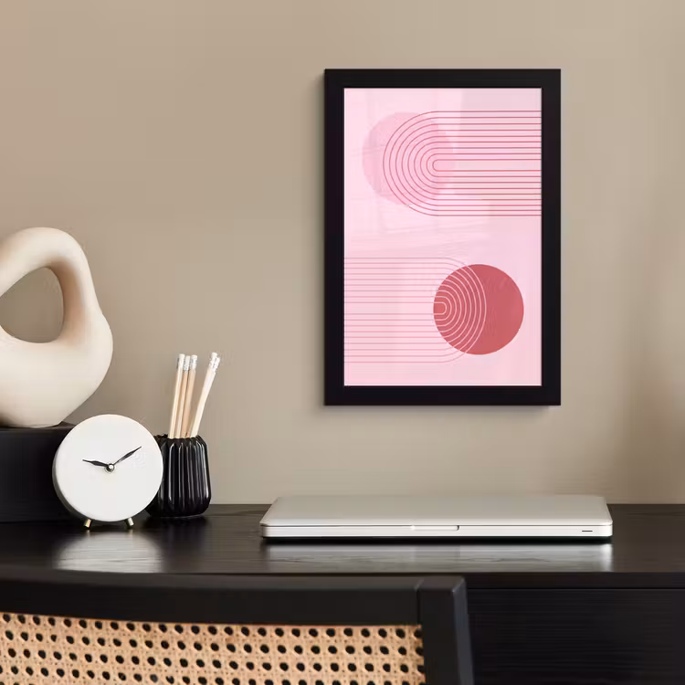 Vormen - Lijnen - Minimalistisch - Roze fotolijst zwart zonder passe partout klein -sfeer1