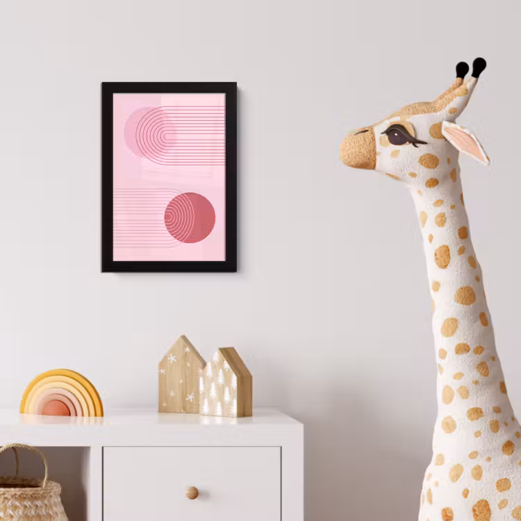 Vormen - Lijnen - Minimalistisch - Roze fotolijst zwart zonder passe partout klein -usfeer4_kinderkamer