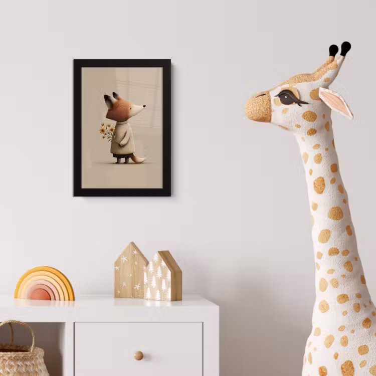 Vos - Gele bloemen - Minimalistisch fotolijst zwart zonder passe partout klein -usfeer4_kinderkamer