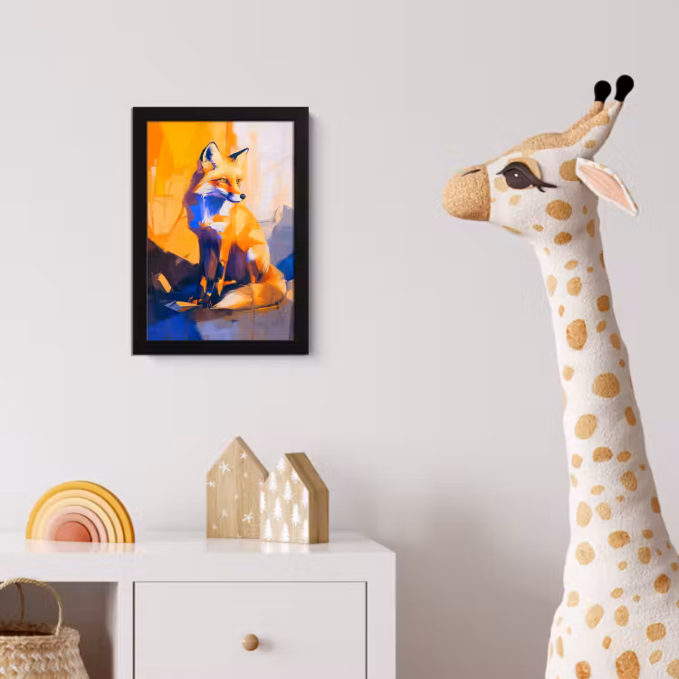 Vos - Oranje - Vormen - Abstract fotolijst zwart zonder passe partout klein -usfeer4_kinderkamer