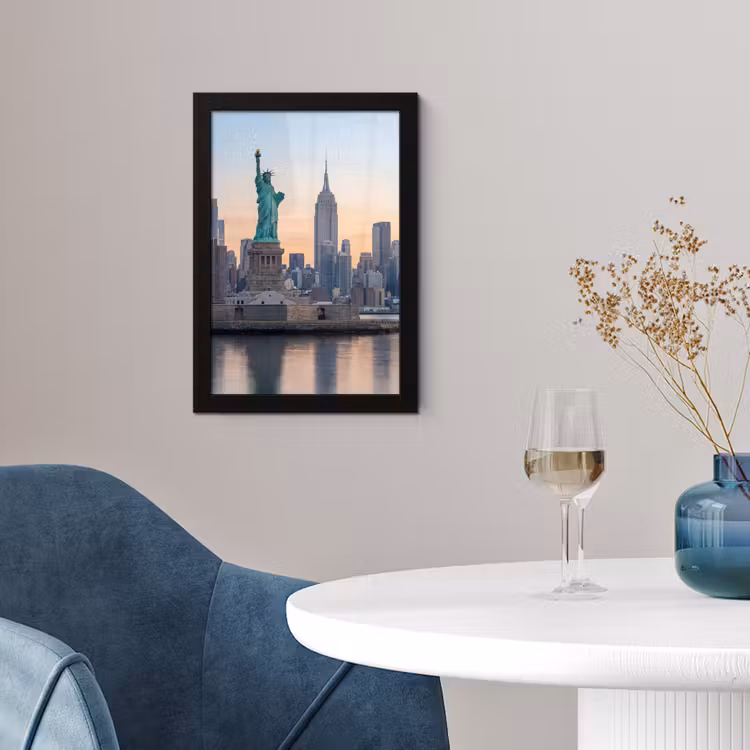 Vrijheidsbeeld - New York - Zonsopgang - Stad - Architectuur fotolijst zwart zonder passe partout klein -sfeer4