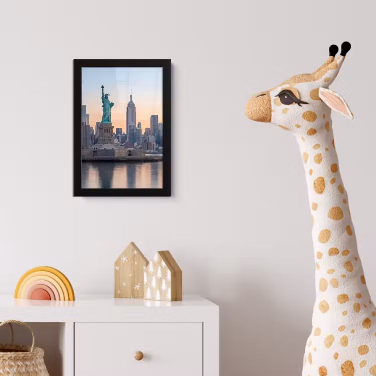 Vrijheidsbeeld - New York - Zonsopgang - Stad - Architectuur fotolijst zwart zonder passe partout klein -usfeer4_kinderkamer