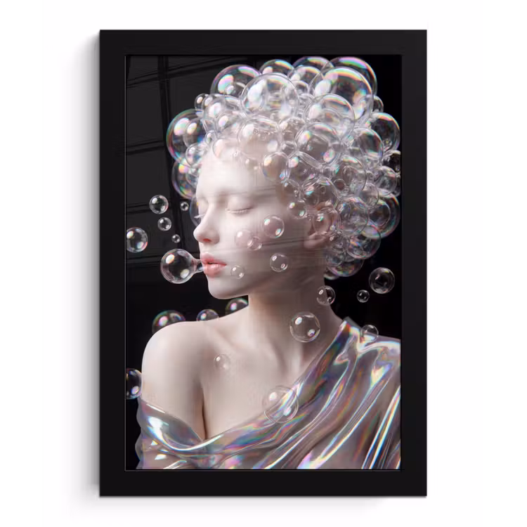 Vrouw - Bellen - Abstract - Kleurrijk fotolijst zwart zonder passe partout klein -3d