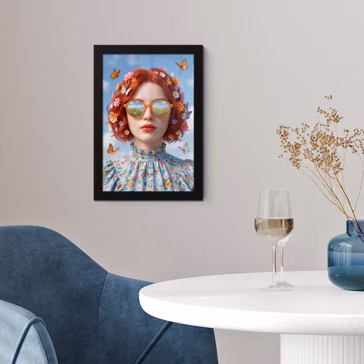 Vrouw - Bloemen - Zomer - Portret - Kleurrijk fotolijst zwart zonder passe partout klein -sfeer4