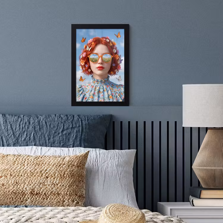 Vrouw - Bloemen - Zomer - Portret - Kleurrijk fotolijst zwart zonder passe partout klein -sfeer3