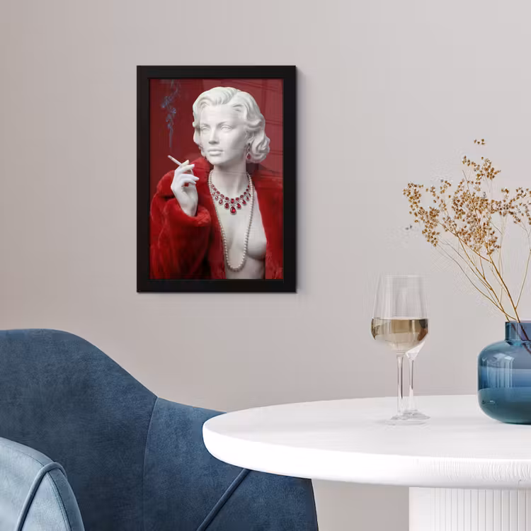 Vrouw - Bontjas - Mode - Klassiek - Rood fotolijst zwart zonder passe partout klein -sfeer4