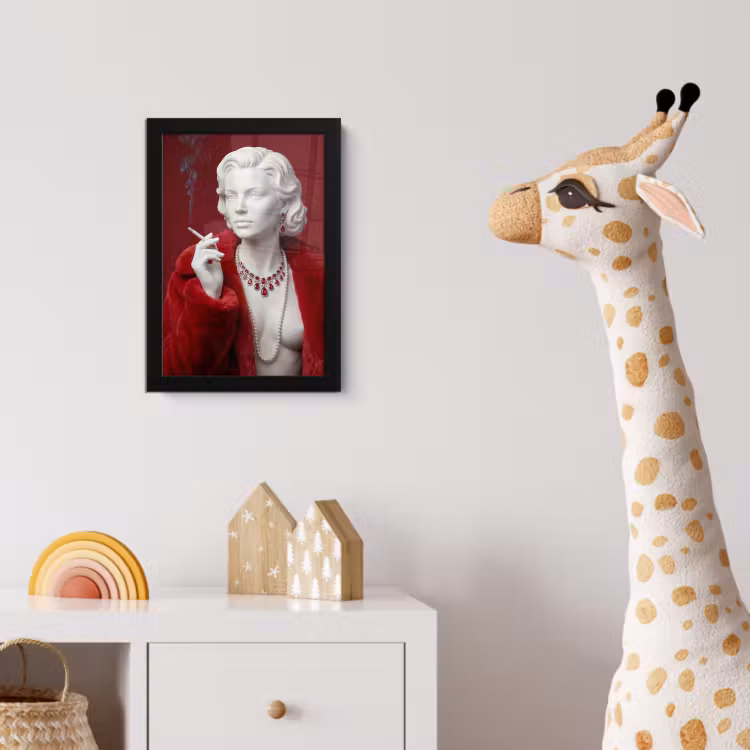 Vrouw - Bontjas - Mode - Klassiek - Rood fotolijst zwart zonder passe partout klein -usfeer4_kinderkamer