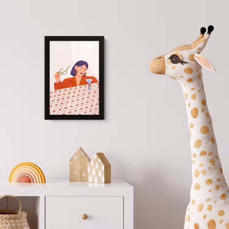 Vrouw - Bril - Cocktail - Illustratie - Modern fotolijst zwart zonder passe partout klein -usfeer4_kinderkamer