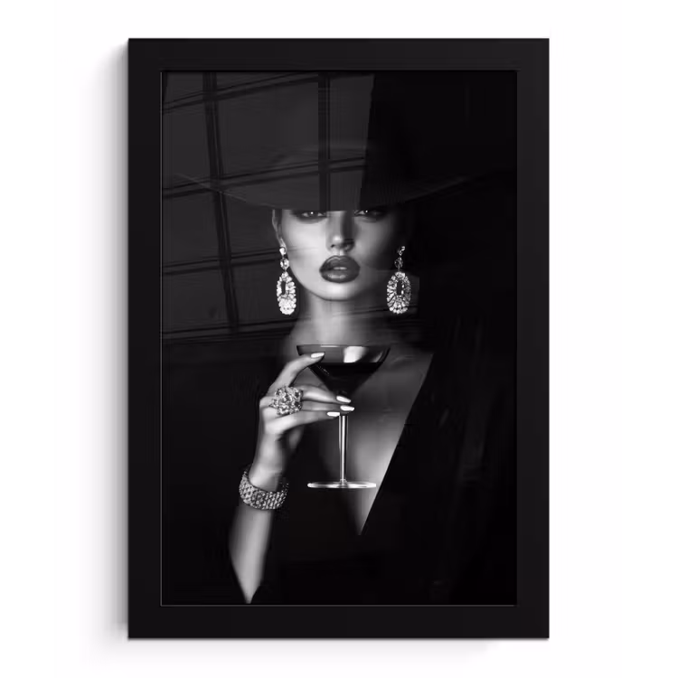 Vrouw - Cocktail - Chic fotolijst zwart zonder passe partout klein -3d