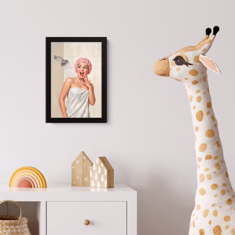 Vrouw - Douche - Roze fotolijst zwart zonder passe partout klein -usfeer4_kinderkamer