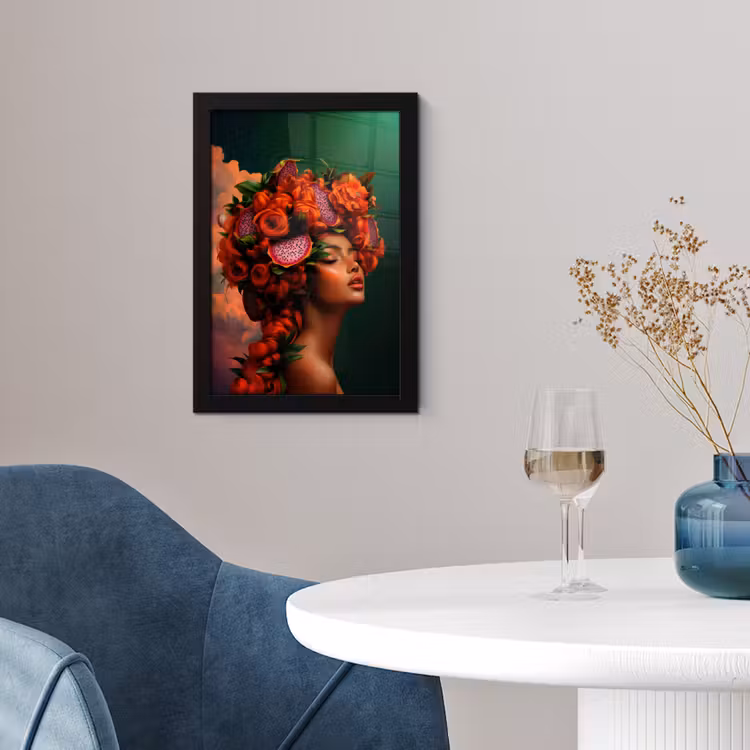 Vrouw - Drankenfruit - Rozen fotolijst zwart zonder passe partout klein -sfeer4