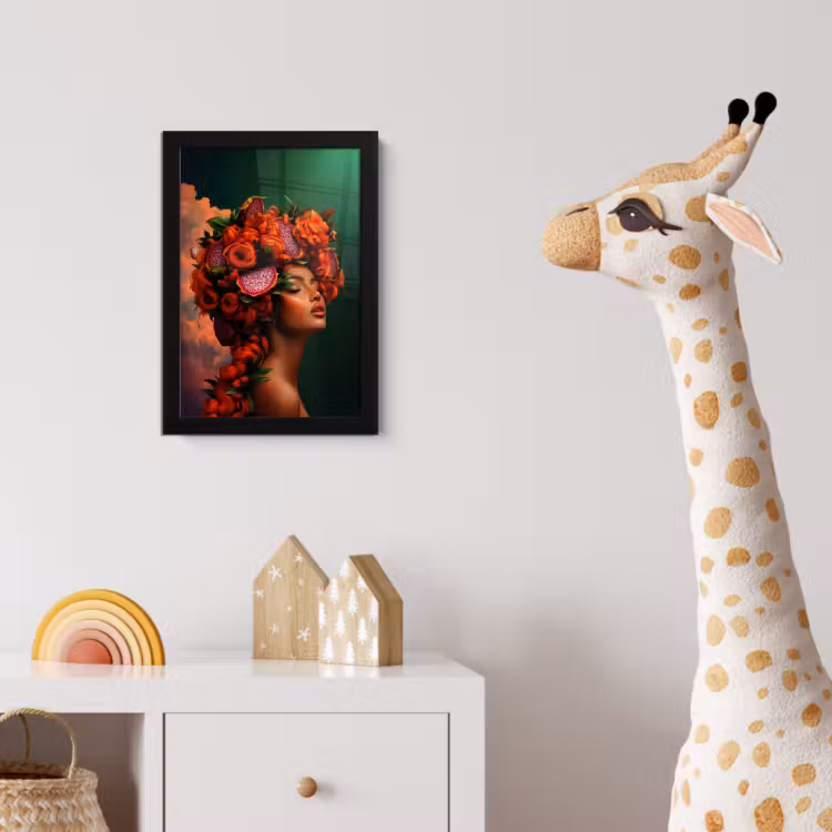Vrouw - Drankenfruit - Rozen fotolijst zwart zonder passe partout klein -usfeer4_kinderkamer