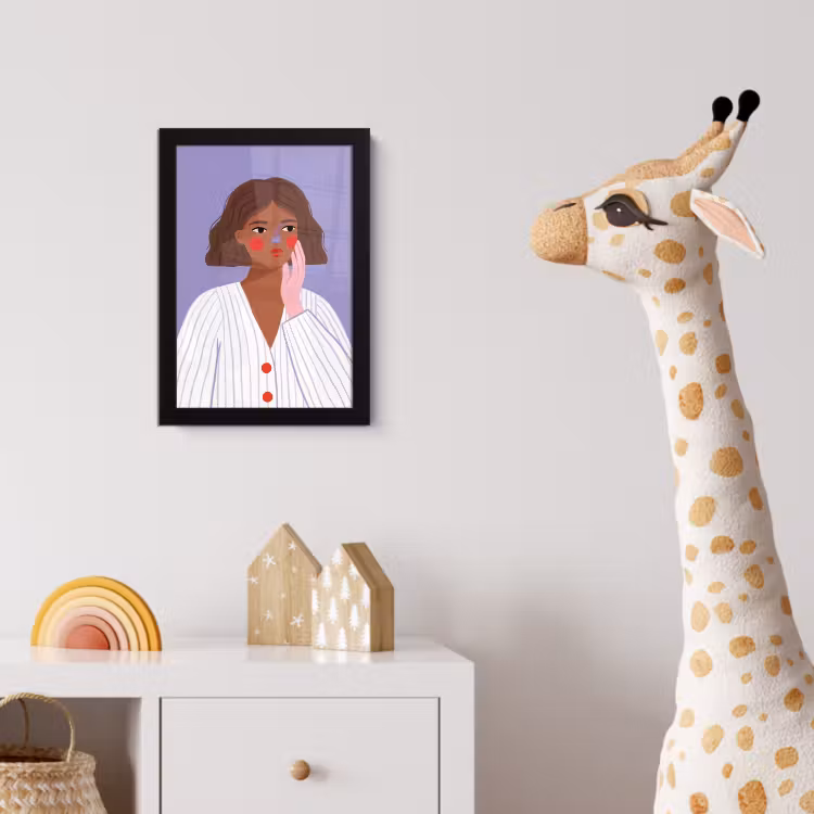 Vrouw - Gezicht - Mensen - Abstract - Kleurrijk fotolijst zwart zonder passe partout klein -usfeer4_kinderkamer